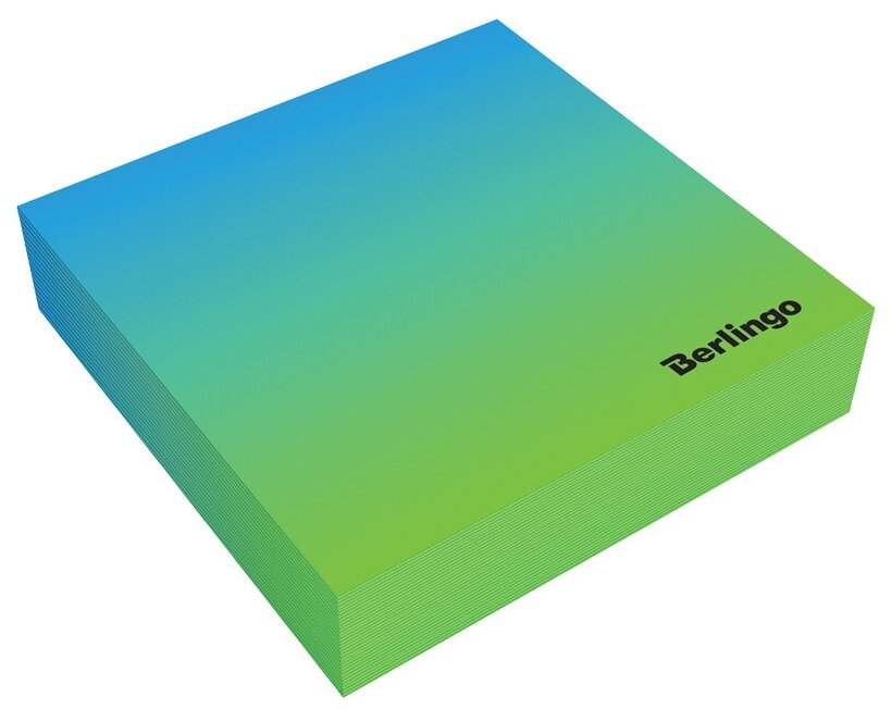 Блок для записи декоративный на склейке Berlingo "Radiance" 8,5*8,5*2, голубой/зеленый, 200л.