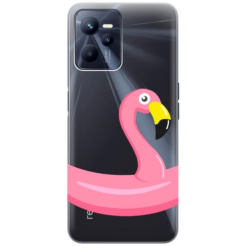 Силиконовый чехол с принтом Flamingo Swim Ring для Realme C35 / Рилми С35