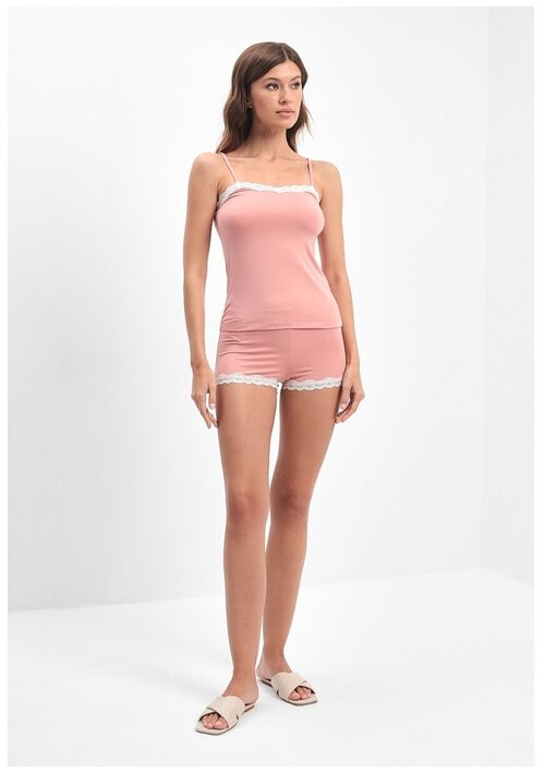 Пижама Luisa Moretti, шорты, без рукава, стрейч, размер S, розовый