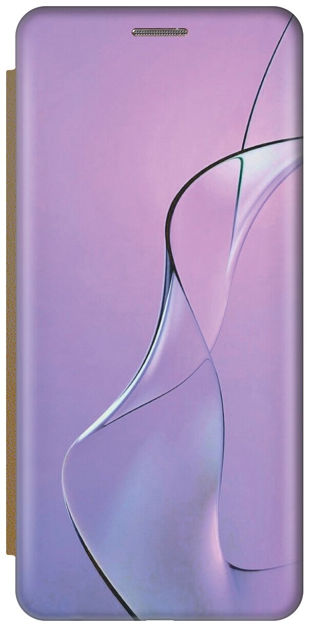 Чехол-книжка на Apple iPhone XR / Эпл Айфон Икс Эр с рисунком "Сиреневый изгиб" золотой