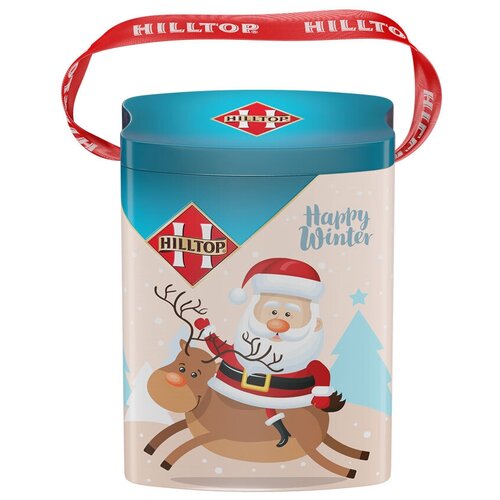 Чай черный Hilltop мини-сумочка Черный лист, Забавный Дед Мороз, листовой, 30 г