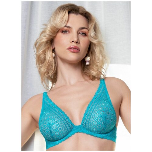 Бюстгальтер с мягкой чашкой из кружевного полотна Jolidon Бюстгальтеры с мягкой чашкой бирюзовый 70B 1900₽