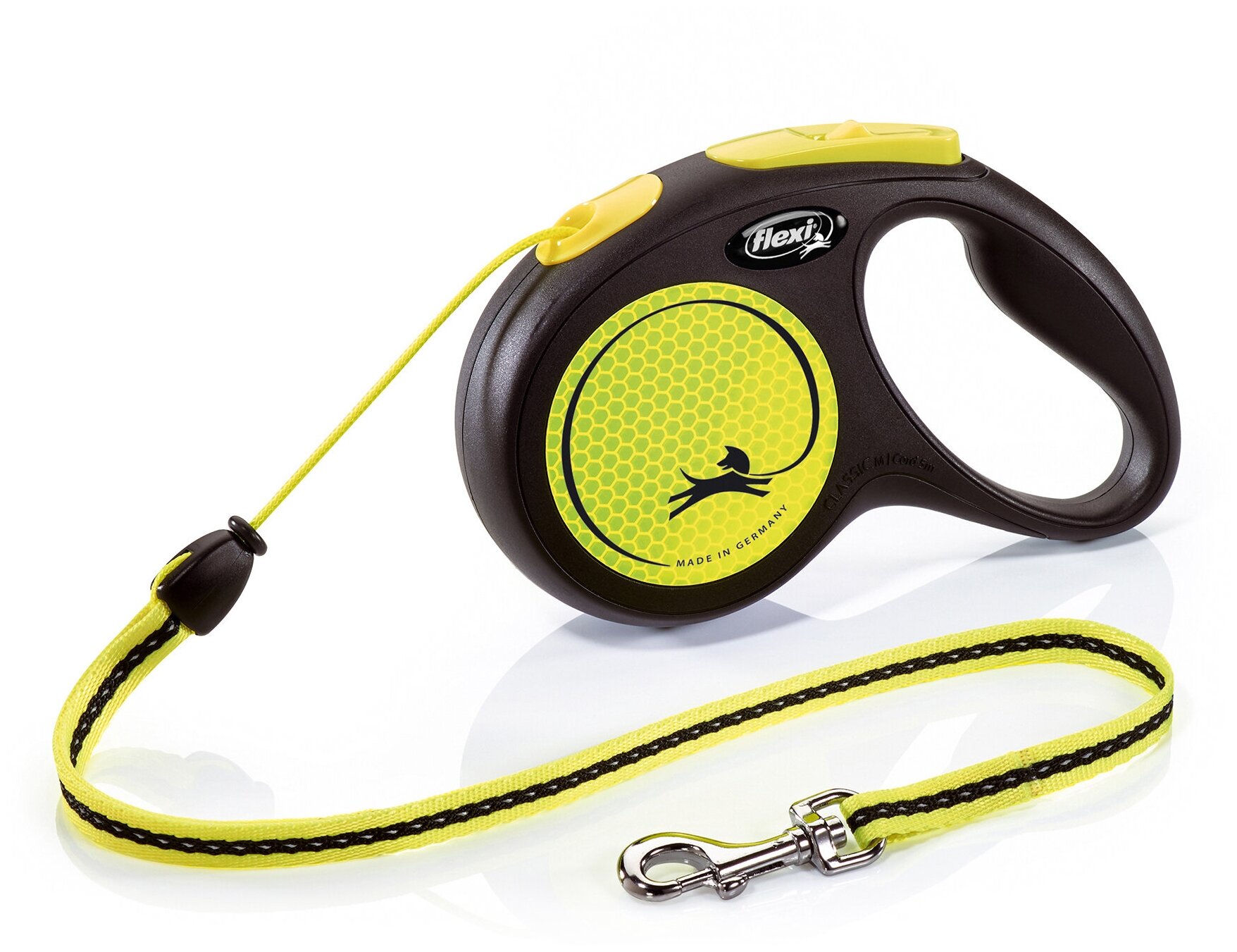 Поводок-рулетка для собак Flexi New Neon M тросовый черный/желтый 5 м