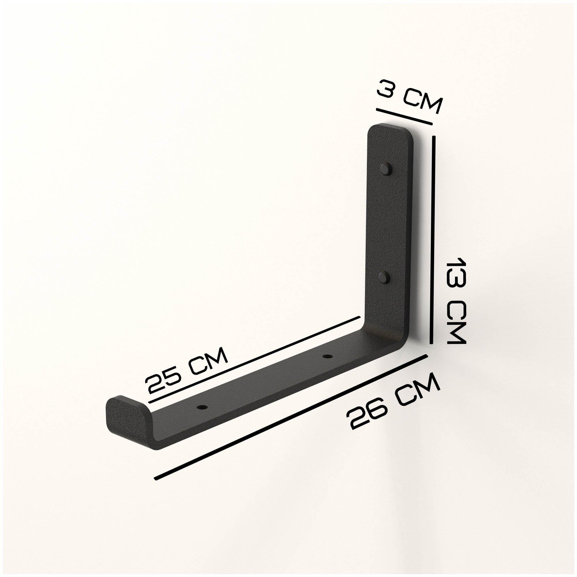 Кронштейн для полки настенный шириной 250х130х30 в наборе 2 шт черный с комплектом крепежей - фотография № 3