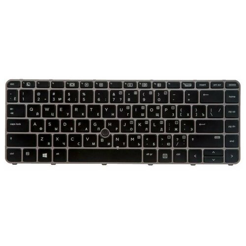 Клавиатура ZeepDeep для ноутбука HP для EliteBook 745 G3 745 G4 840 G3 840 G4 черные клавиши серебристая рамка с трекпоинтом гор Enter 2946₽