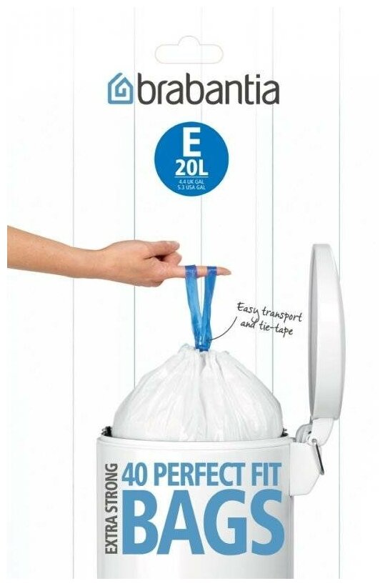 Мешки для мусора PerfectFit, размер E (20 л), упаковка-диспенсер, 40 шт.