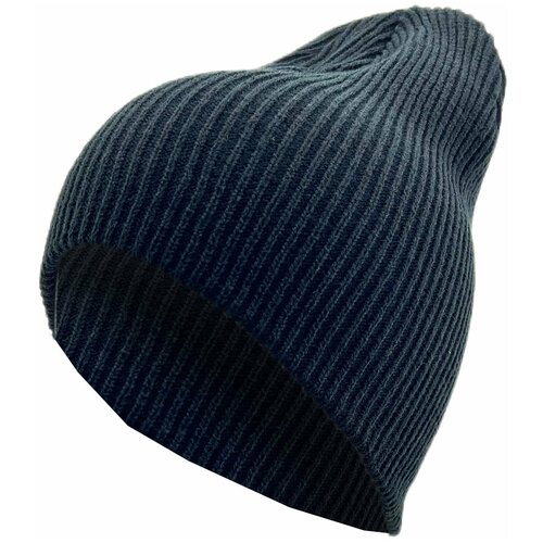 Шапка с отворотом вязаная Skully beanie long thin black