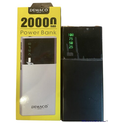 Внешний аккумулятор (Power bank) 2 USB Demaco DKK-006 20000 mAh(черный) с фонариком