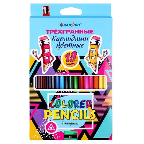 Карандаши цветные 18 цв. корпус трехгранный + точилка (набор)