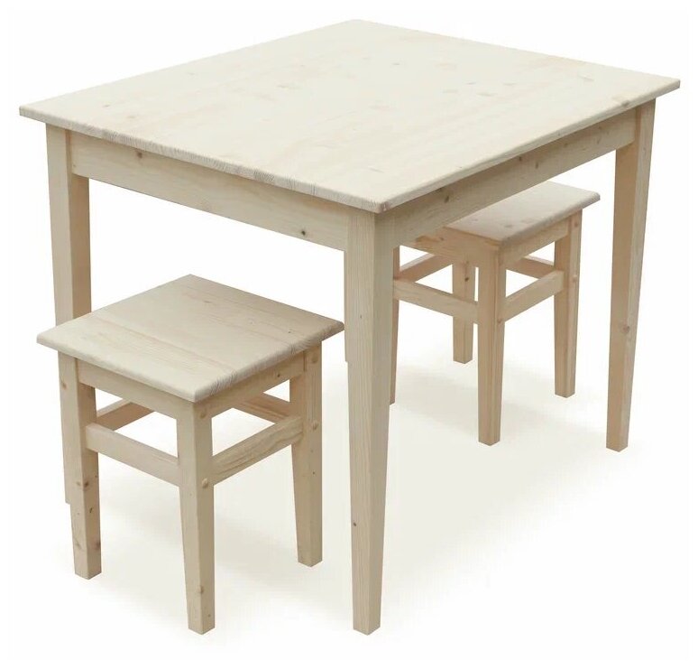 Комплект обеденной мебели из дерева (стол 0,9м + 2 табурета) КМО-11 (без покраски) - фотография № 2