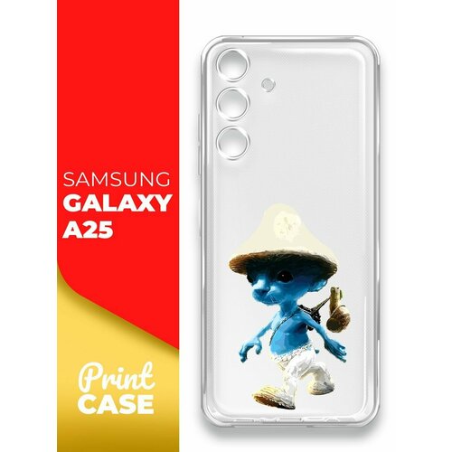 Чехол на Samsung Galaxy A25 (Самсунг Галакси А25), прозрачный силиконовый с защитой (бортиком) вокруг камер, Miuko (принт) Шалушай чехол на samsung galaxy a25 самсунг галакси а25 черный матовый силиконовый с защитой бортиком вокруг камер miuko принт змея узор