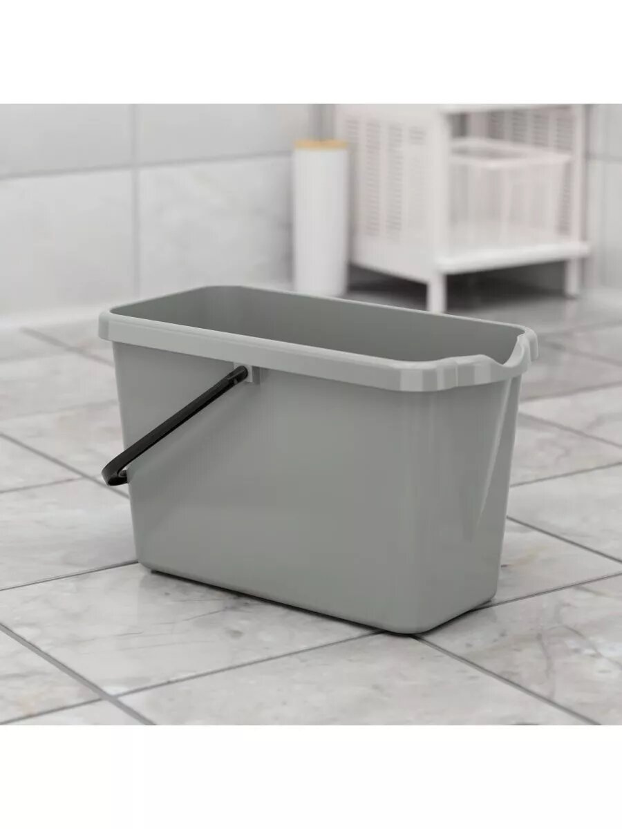 фото Ведро прямоугольное с ручкой пластиковое хозяйственное 16 л