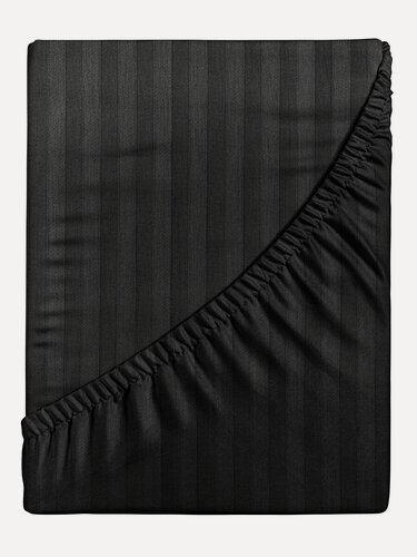 Изображение товара Простыня на резинке Страйп-сатин Черная 100% Хлопок 140х200/, борт 30 см