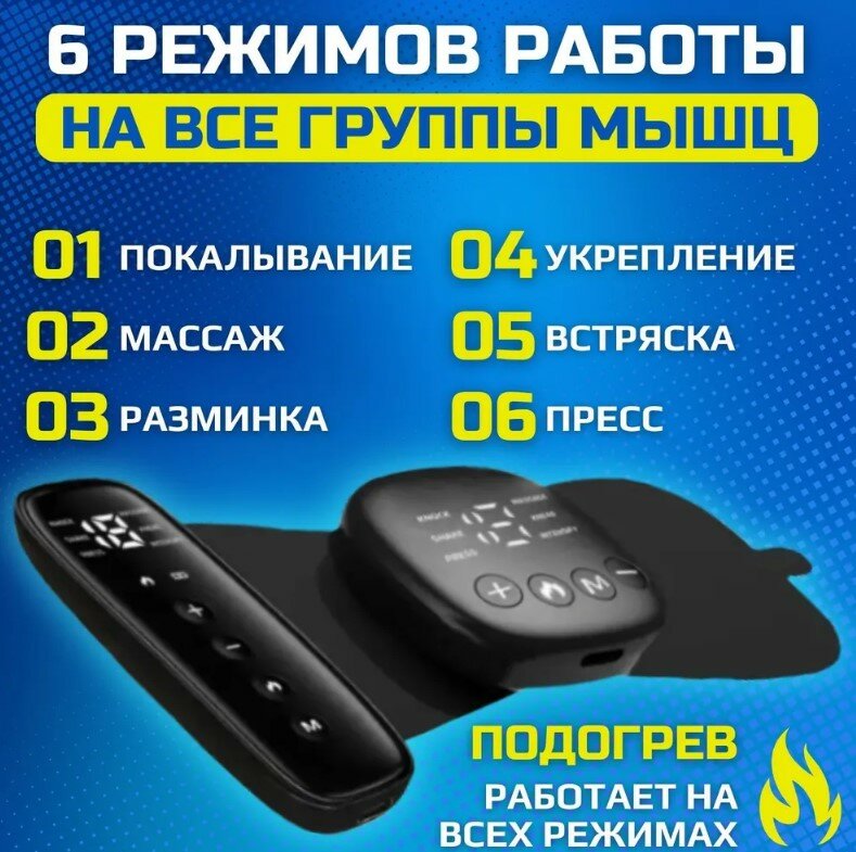 Микротоковый EMS-массажер/ 6 режимов работы/19 вариантов интенсивности/Массажер-бабочка — фото 1