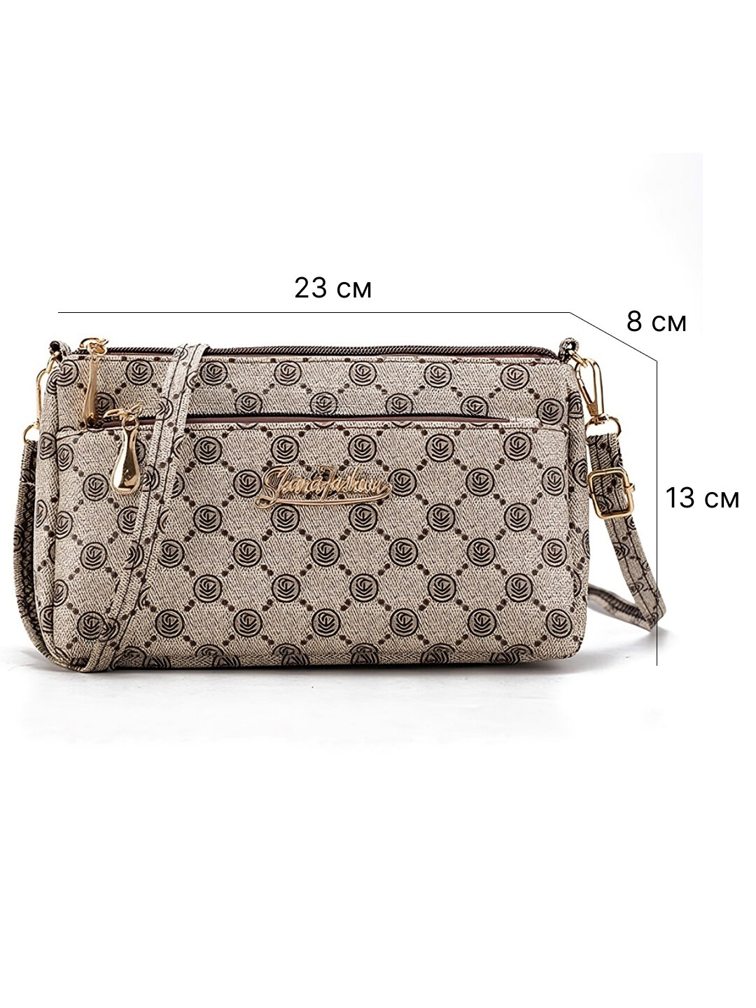 Сумка кросс-боди , фактура рельефная, бежевый — фото 1