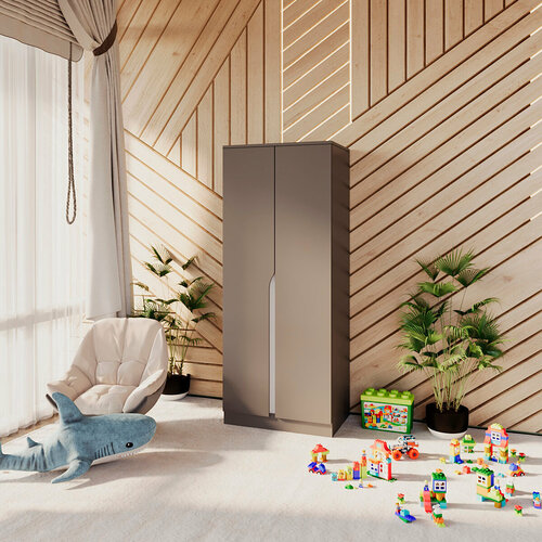 Шкаф распашной Монс-2, Антрацит, 800x2000x450 мм, Крона Мебель