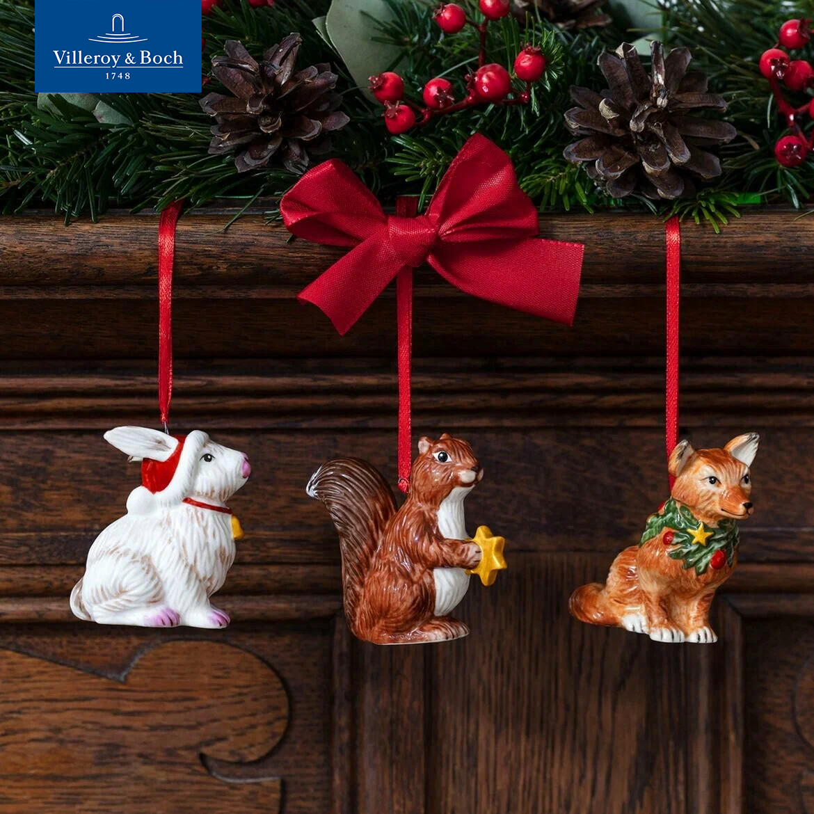 Елочное украшение, набор из 3-х игрушек "Лесные животные", Nostalgic Ornaments, Villeroy & Boch, Премиум-Фарфор