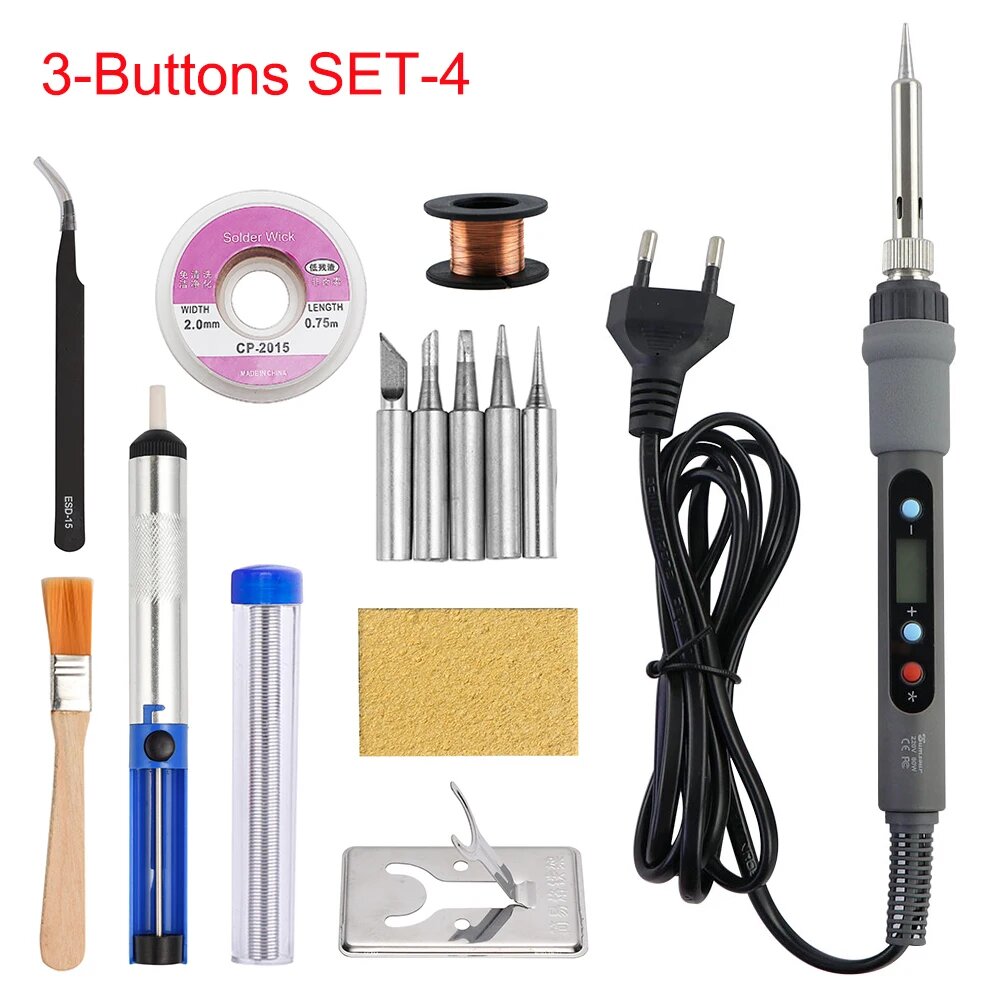 Sumsour Паяльник 80 Вт серого цвета  3-Buttons SET-4  220V EU Plug