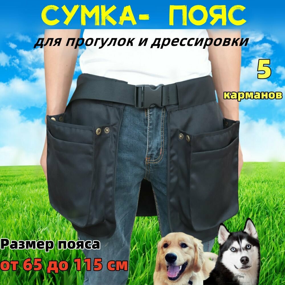 Сумка пояс с карманами для прогулки и дрессировки собак / Сумка-юбка / Пояс дрессировщика