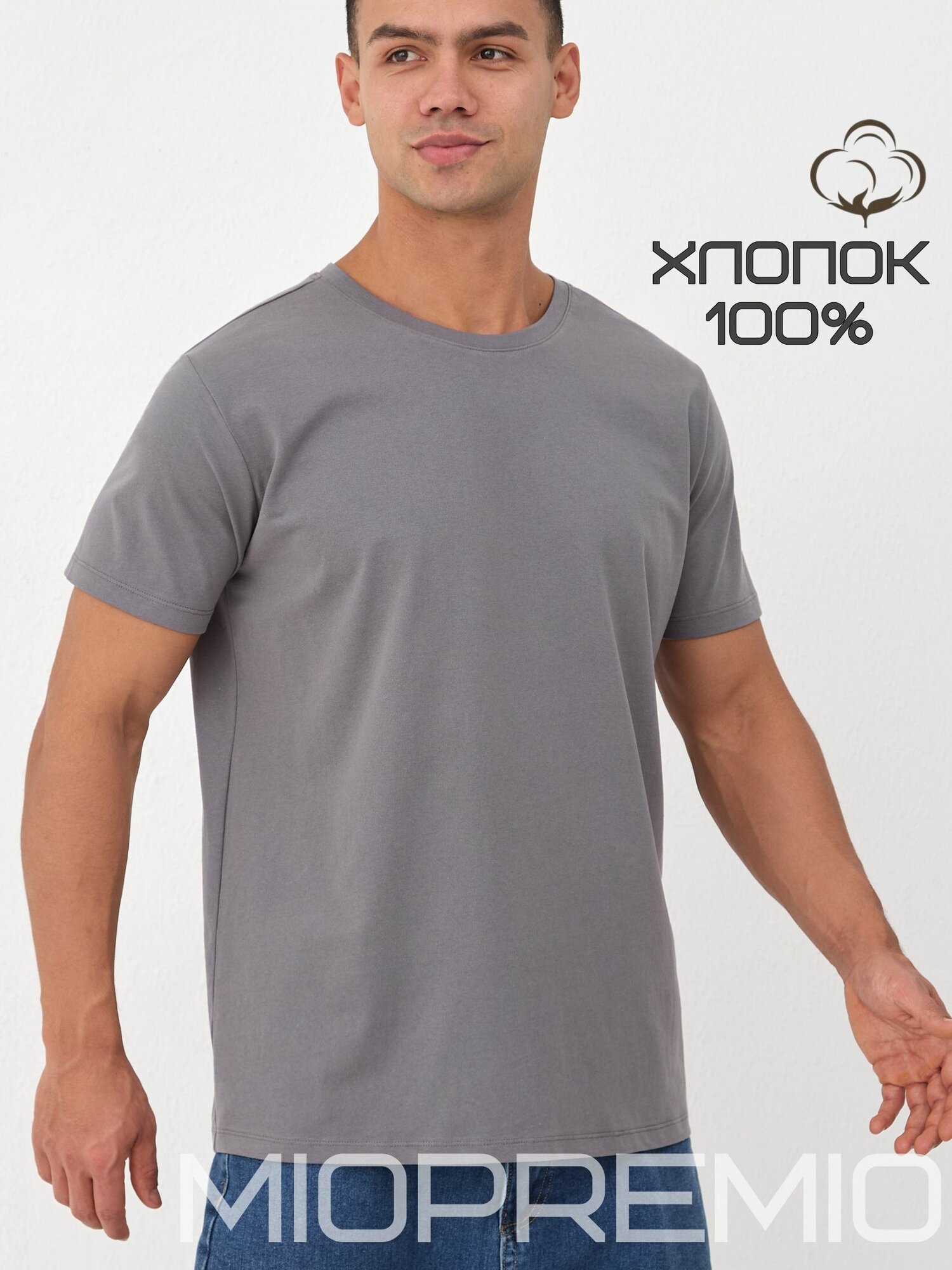 Футболка спортивная MIOPREMIO Футболки Мужские, размер 3/S, graphite