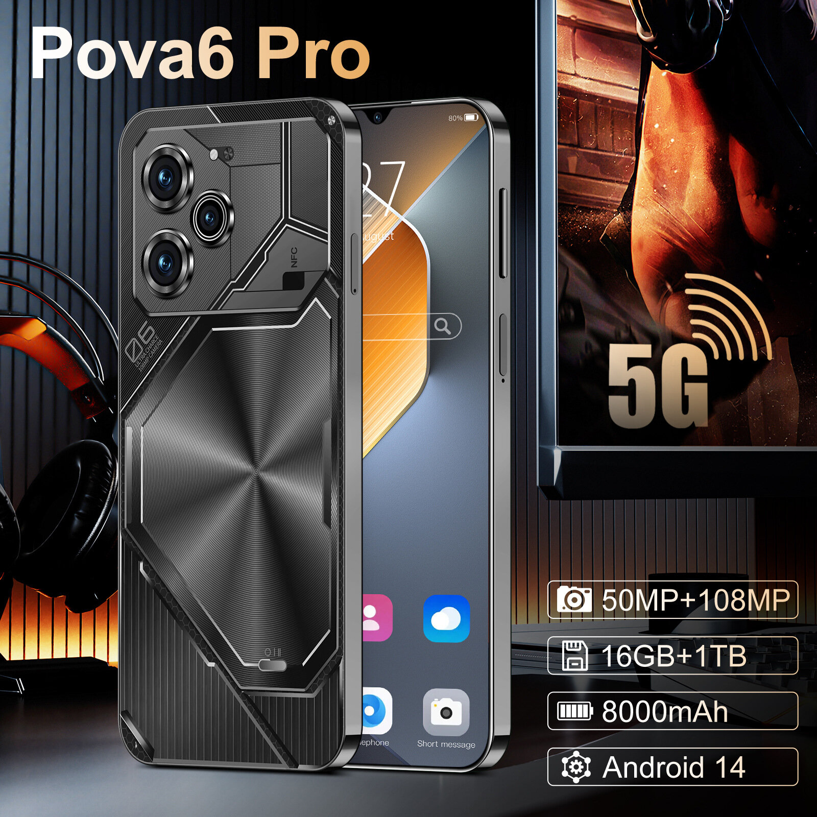 Смартфон Pova 6 pro 16 ГБ/1 TB , черный