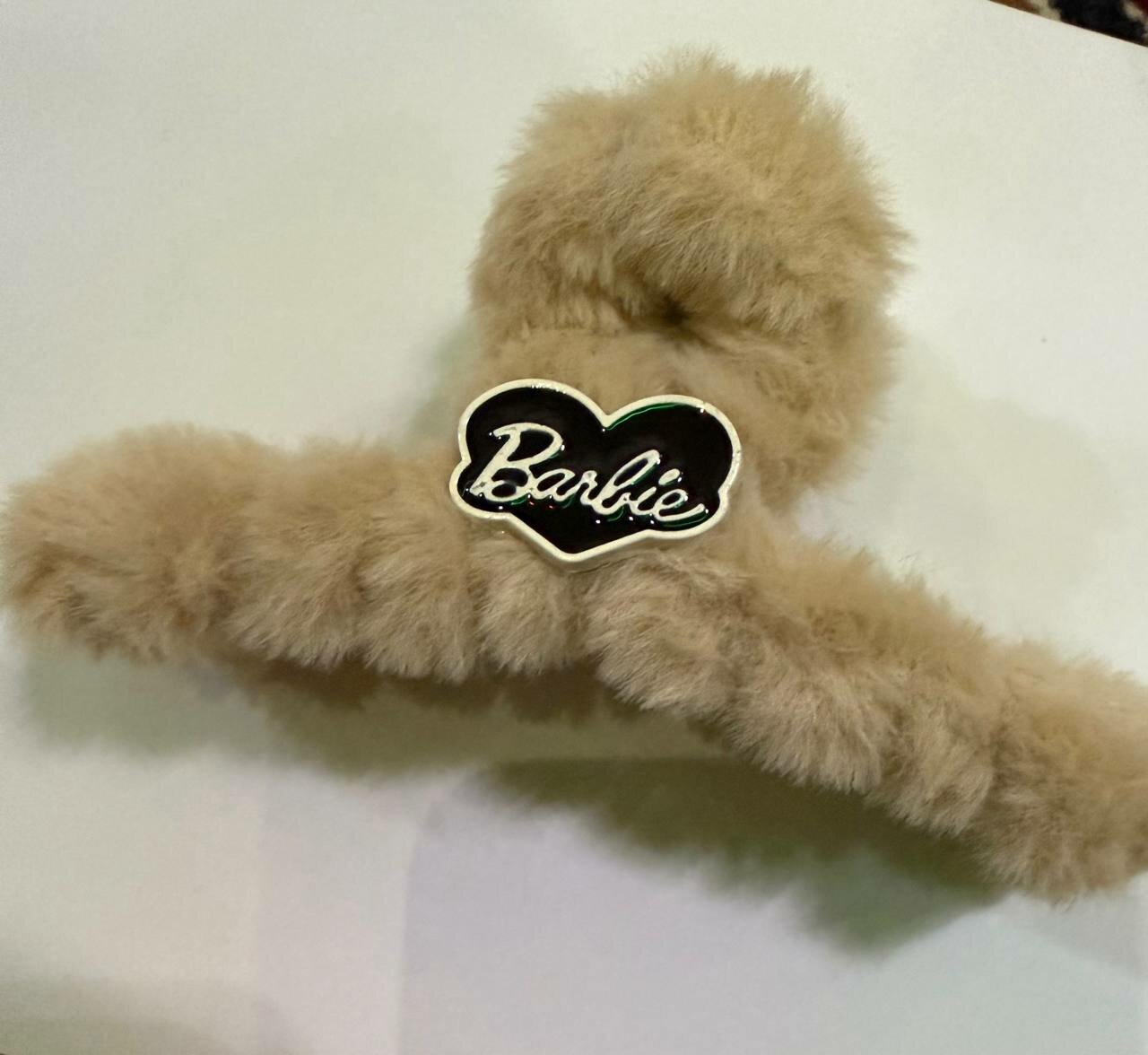 Заколка-крабик с мехом для волос, 12 см, меховая, Стильные пушистые крабики для волос