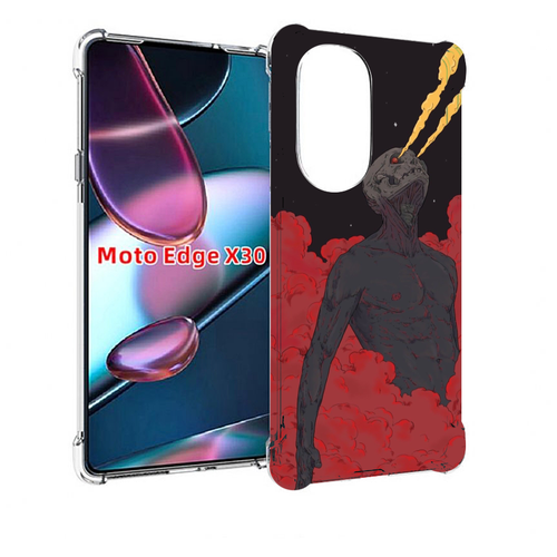 Чехол MyPads скелет в красном дыму для Motorola Moto Edge X30 задняя-панель-накладка-бампер