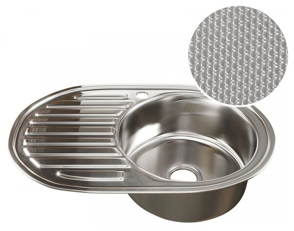 фото Врезная кухонная мойка Mixline 50х77 (0,8) 3 1/2 правая, 50х77см, нержавеющая сталь