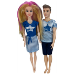 Куклы для девочек шарнирные, игровой набор из 2-х кукол Семья типа барби и кена 30 см в подарок для ребенка - изображение