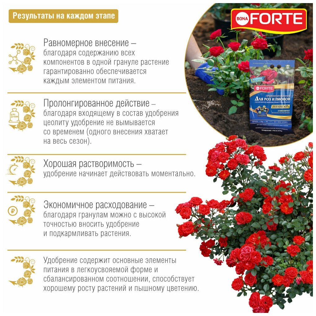 Удобрение BONA FORTE Премиум для роз и пионов, 2.5 кг - фотография № 4