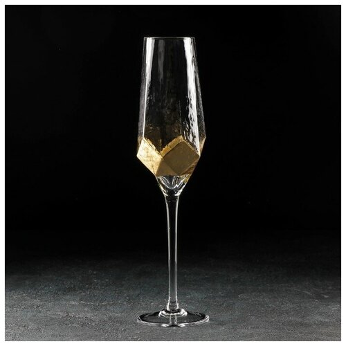 Бокал стеклянный для шампанского Magistro «Дарио», 180 мл, 5×27,5 см, цвет золотой (1шт)