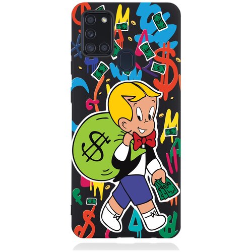 черный силиконовый чехол для realme c11 2021 monopoly richie rich монополи богатенький риччи Черный силиконовый чехол для Samsung Galaxy A21s Monopoly Richie Rich/Монополи Богатенький Риччи