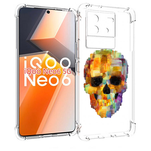 Чехол MyPads нарисованный череп для Vivo iQoo Neo 6 5G задняя-панель-накладка-бампер