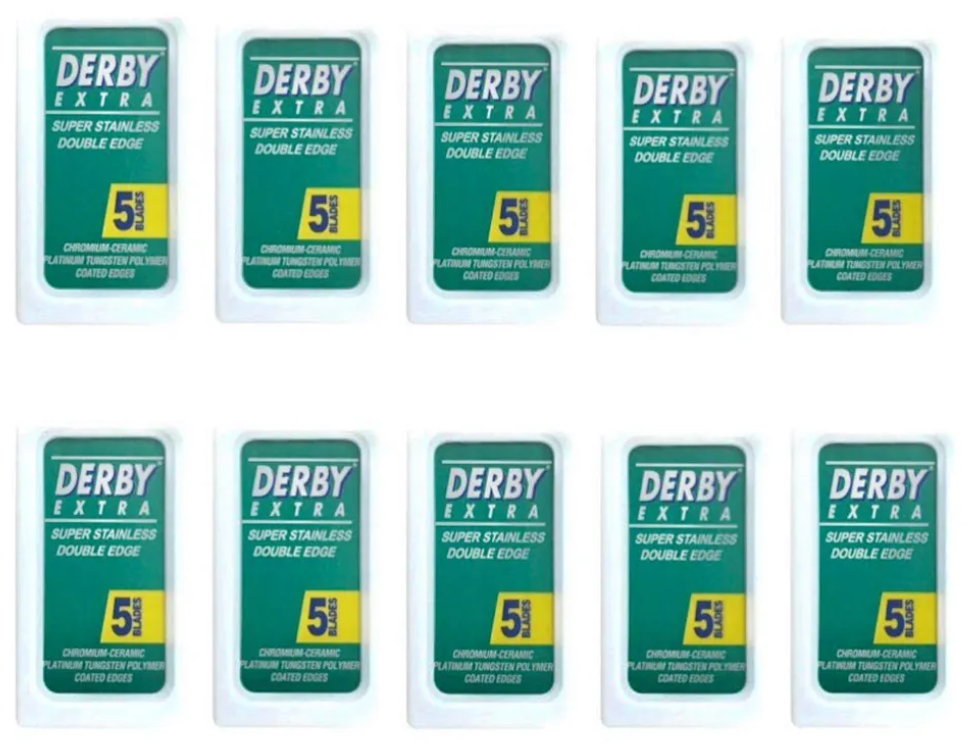 Derby Extra лезвия для бритья, 50 шт. (10 пачек по 5 лезвий)