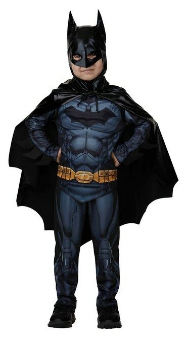 Карнавальный костюм "Бэтмэн" без мускулов, сорочка, брюки, маска, плащ, р.122-64