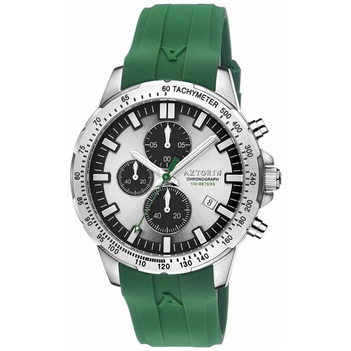 Наручные часы Aztorin Спорт, серебряный, зеленый ремешок нержавеющая сталь застежка пряжка золотой