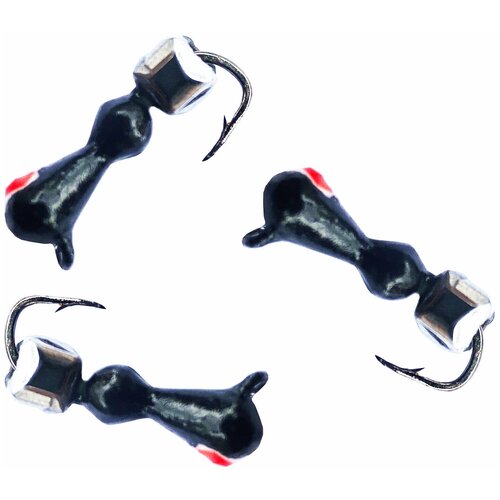 Мормышка вольфрамовая D-3 Муравей Черн Красный Куб Гематит Серебро 33мм 085гр 3 шт 482₽