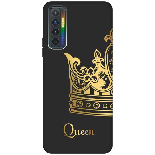 Матовый чехол True Queen для Tecno Camon 17P / Техно Камон 17Р с 3D эффектом черный матовый soft touch силиконовый чехол на tecno camon 17p техно камон 17р с 3d принтом duck swim ring черный