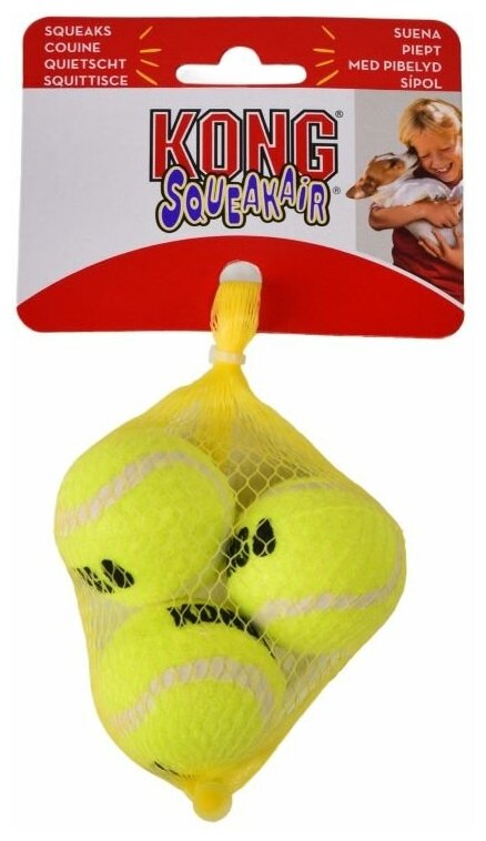 Игрушка для собак KONG "Теннисный мяч" оч.мален.4 см 3ШТ упаковка - фотография № 9