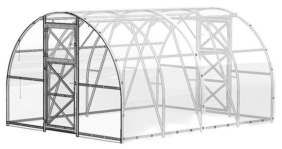 Каркас теплицы "Дачная Трешка 3*8*2.1м люкс (2020) с декоративной окантовкой"( Упаковано в коробку) без укрывного материала - фотография № 5