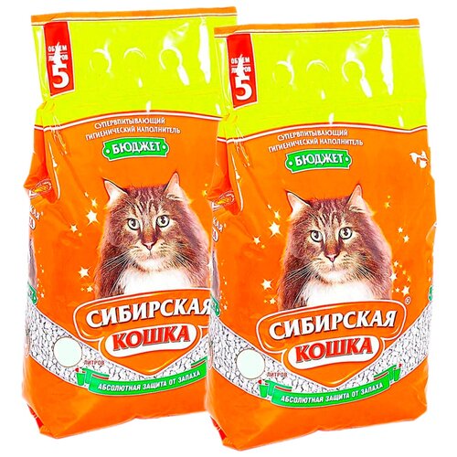 Сибирская кошка бюджет наполнитель впитывающий для туалета кошек (5 + 5 л)