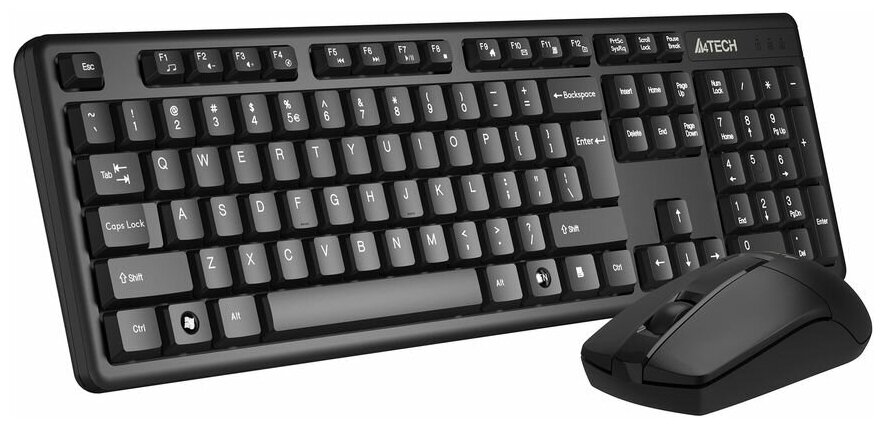 Комплект (клавиатура+мышь) A4TECH 3330N, USB, беспроводной, черный
