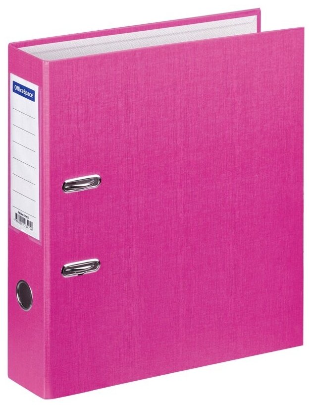 Папка-регистратор OfficeSpace 70 мм, бумвинил, с карманом на корешке, розовая (289635)