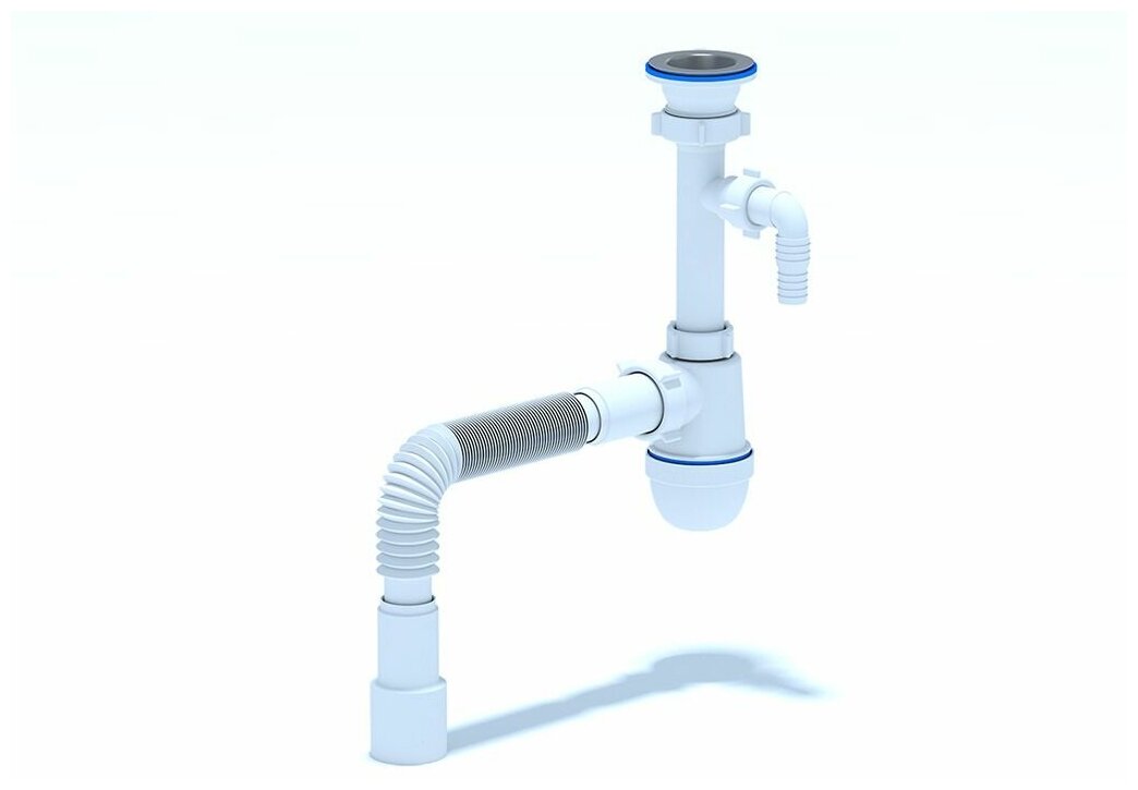 фото Сифон Ани 1 1/2"*40, гибкая труба, 40*40/50, отвод для стиральной машины