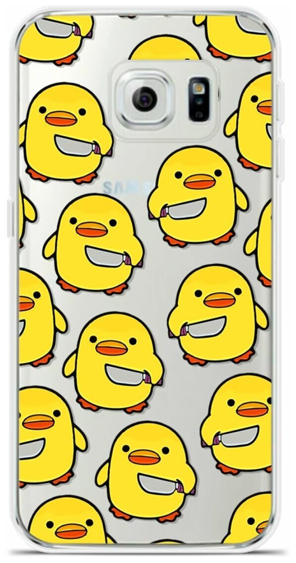 Силиконовый чехол на Samsung Galaxy S6 Edge Опасный утёнок / для Самсунг Галакси С6 Эдж
