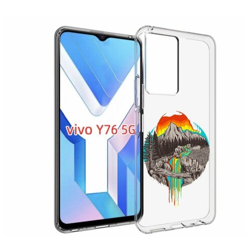 Чехол MyPads Радужный водопад для Vivo Y76 5G задняя-панель-накладка-бампер