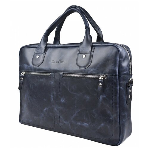 Мужская кожаная сумка для ноутбука Carlo Gattini Fratello dark blue 1014-19