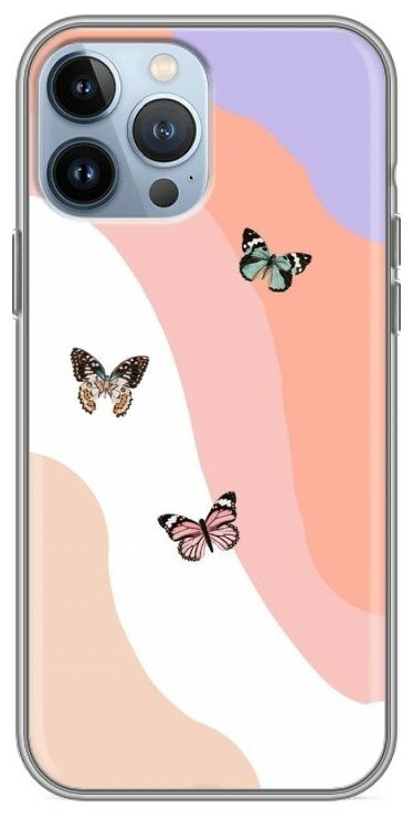 Дизайнерский силиконовый чехол для Айфон 13 Про Макс / Iphone 13 Pro Max Бабочки принт