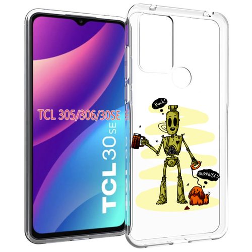 чехол mypads модник для tcl 30se tcl 305 tcl 306 tcl 30e задняя панель накладка бампер Чехол MyPads прикольный робот для TCL 30SE / TCL 305 / TCL 306 / TCL 30E задняя-панель-накладка-бампер