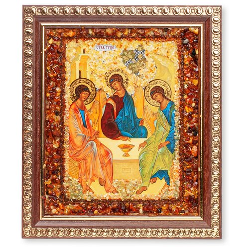 Икона Святая Троица из Янтаря стопка из янтаря державная бронза